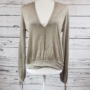 Free People Blouson style V-Neck Tan Top M